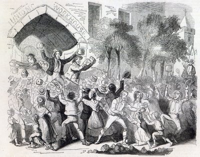 Aanval op het werkhuis in Stockport in 1842 door English School